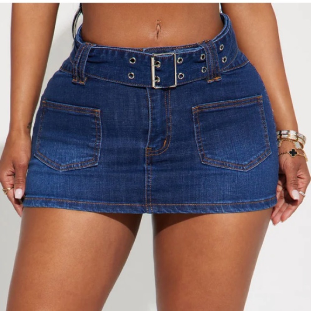 Blue cargo mini skirt dark wash - size S NWT